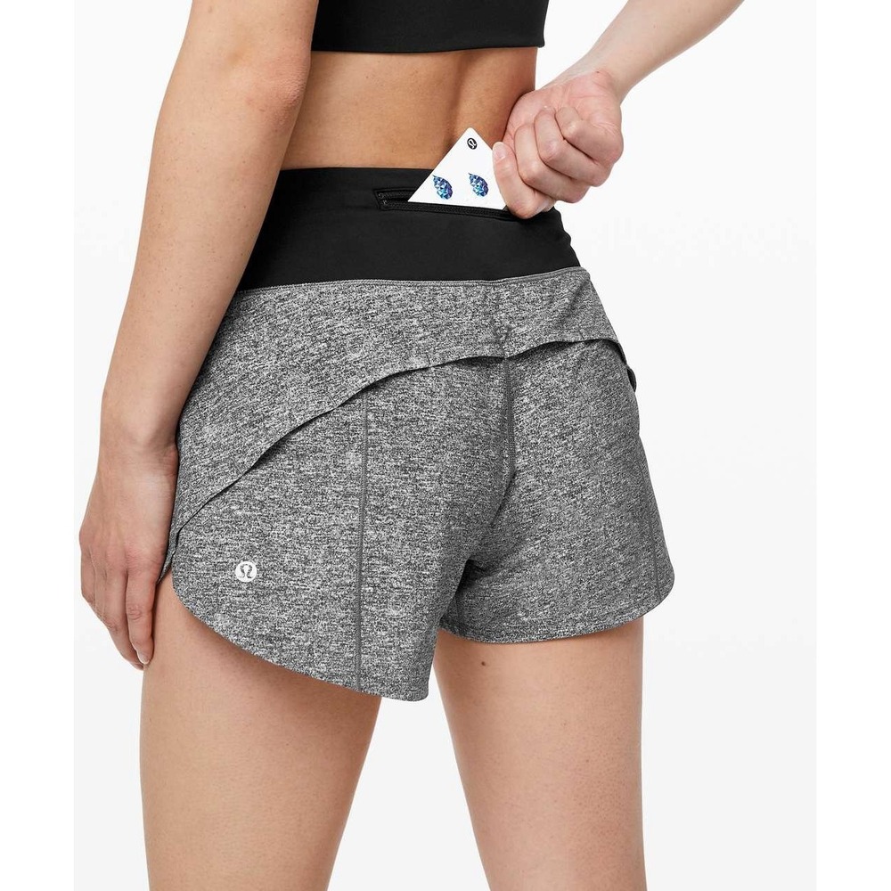 Lululemon Speed Up Short Long 4" Updated Fit Heather Lux Multi Black Size 6